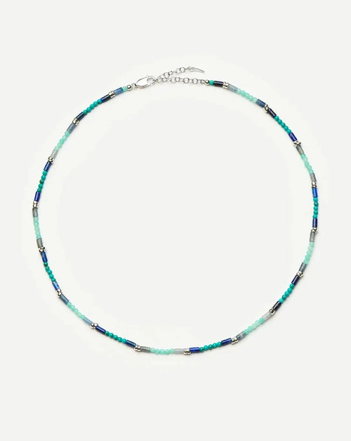 Beaded Gemstone Choker | Silver Plated/Lagoon Blue Necklaces Missoma