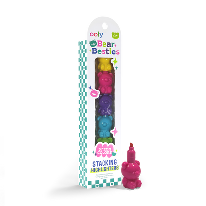 Quarter Angle of packaging of OOLY Bear Besties Stacking Highlighters on a white background