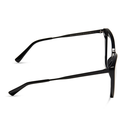 diff eyewear featuring the becky ii cat eye blue light technology glasses with a black frame side view