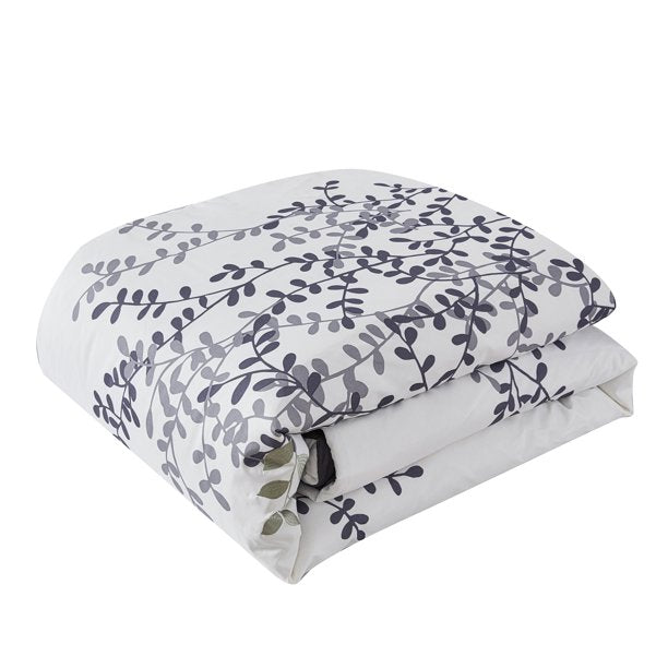 Bedding Set, 14 Piece Bed-in-a-Bag Set, King, Sage, Vine Print with Embroidery, Polyfil - Eco Trade Company