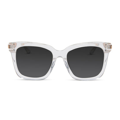 diff eyewear featuring the bella square prescription sunglasses with a clear crystal with gold frame front view