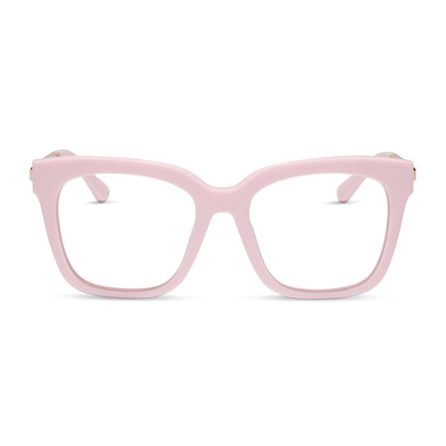 diff eyewear featuring the bella square prescription glasses with a powder pink with gold frame front view