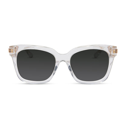 diff eyewear featuring the bella xs square prescription sunglasses with a clear crystal with gold frame front view