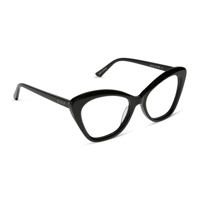 diff eyewear featuring the betty cat eye prescription glasses with a black frame angled view