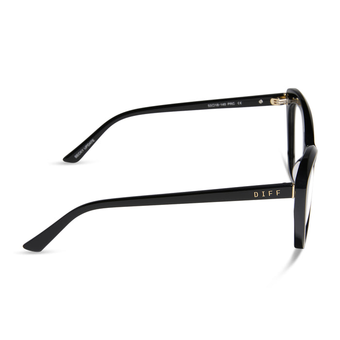 diff eyewear featuring the betty cat eye prescription glasses with a black frame side view