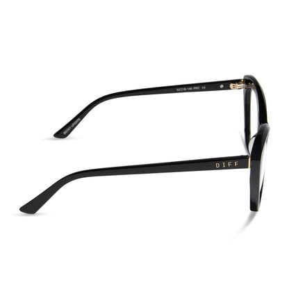 diff eyewear featuring the betty cat eye prescription glasses with a black frame side view