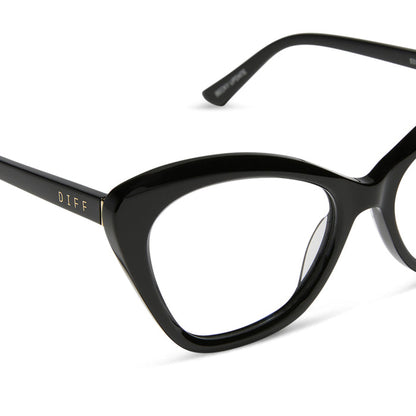 diff eyewear featuring the betty cat eye prescription glasses with a black frame detailed view