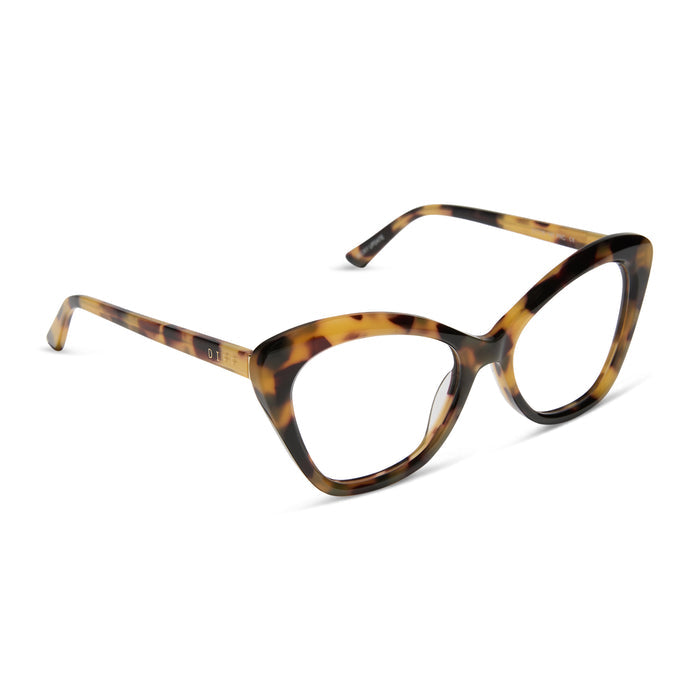 diff eyewear featuring the betty cat eye prescription glasses with a brown kombu frame angled view