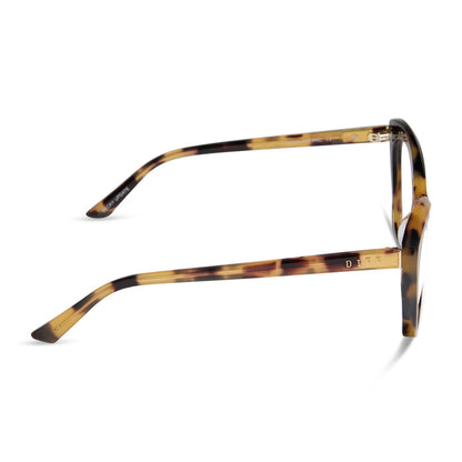 diff eyewear featuring the betty cat eye prescription glasses with a brown kombu frame side view