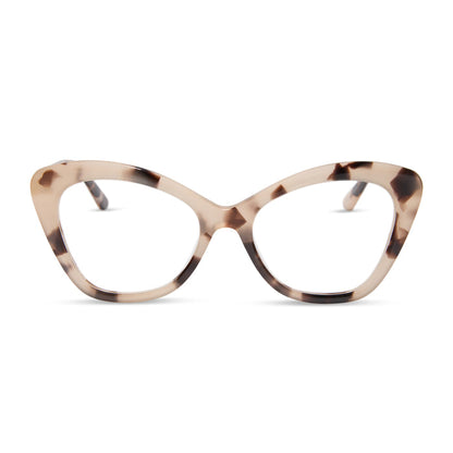 diff eyewear featuring the betty cat eye prescription glasses with a cream tortoise frame front view