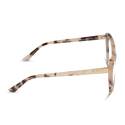 diff eyewear featuring the betty cat eye prescription glasses with a cream tortoise frame side view