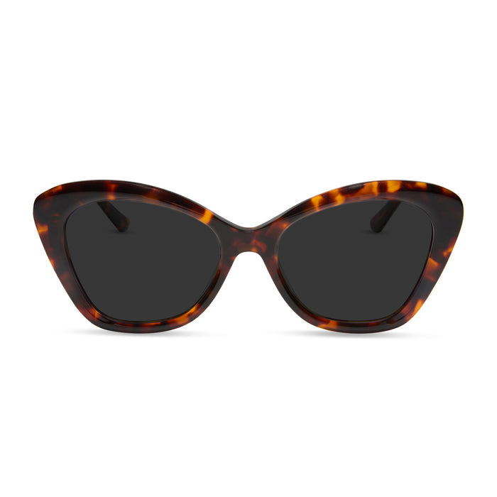 diff eyewear featuring the betty cateye prescription sunglasses with a rich tortoise frame front view