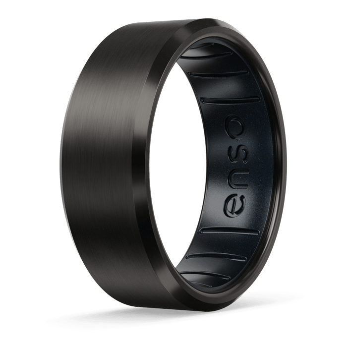 Bevel Metal Hybrid Ring - Black Zirconium