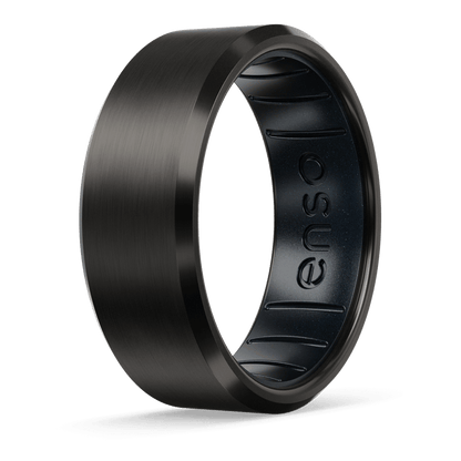 Bevel Metal Hybrid Ring - Black Zirconium