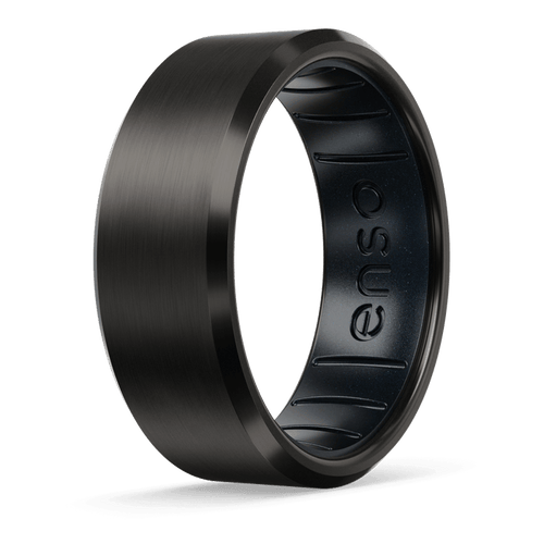 Bevel Metal Hybrid Ring - Black Zirconium