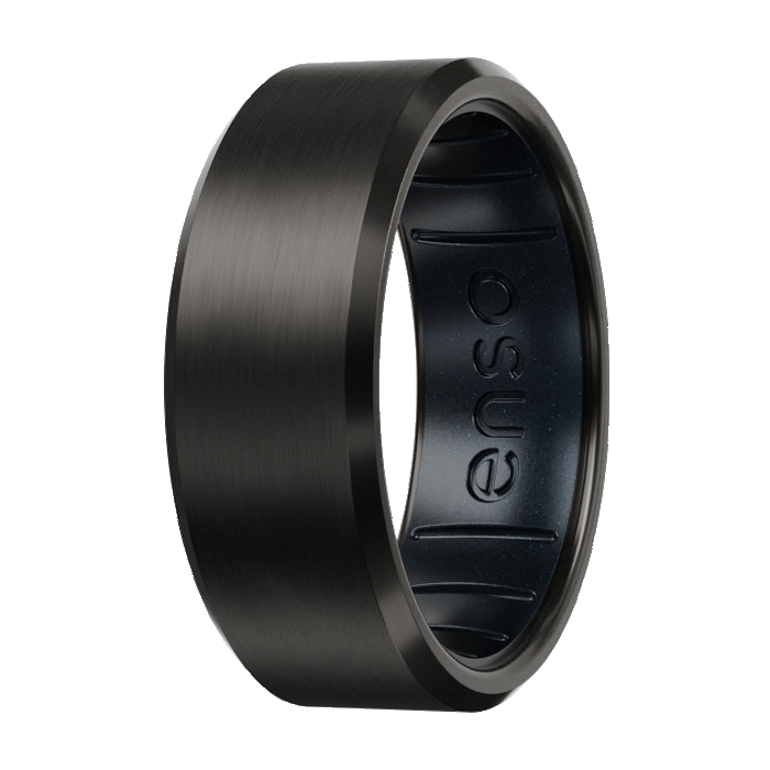 Bevel Metal Hybrid Ring - Black Zirconium