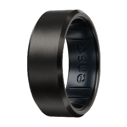 Bevel Metal Hybrid Ring - Black Zirconium
