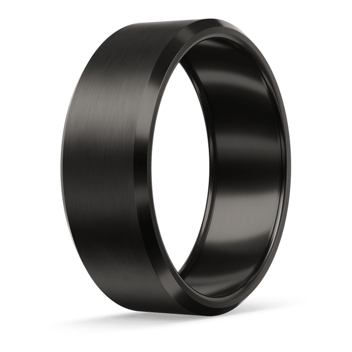 Bevel Metal Hybrid Ring - Black Zirconium