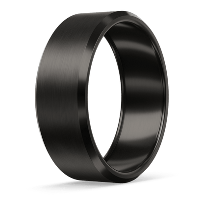 Bevel Metal Hybrid Ring - Black Zirconium