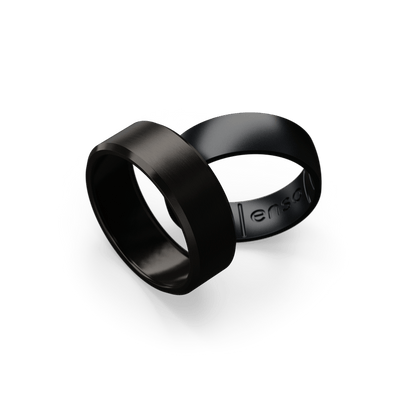 Hybrid Bevel Ring - Black Zirconium and Black Pearl