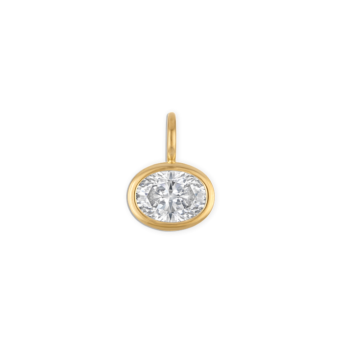 Bezel Oval Pendant - 14k vermeil bezel set lab gemstone E/W oval pendant, 8mm