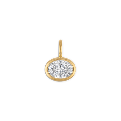 Bezel Oval Pendant - 14k vermeil bezel set lab gemstone E/W oval pendant, 8mm
