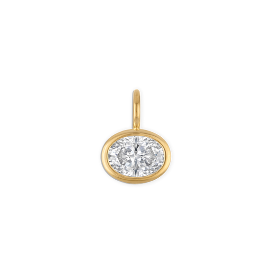 Bezel Oval Pendant - 14k vermeil bezel set lab gemstone E/W oval pendant, 8mm
