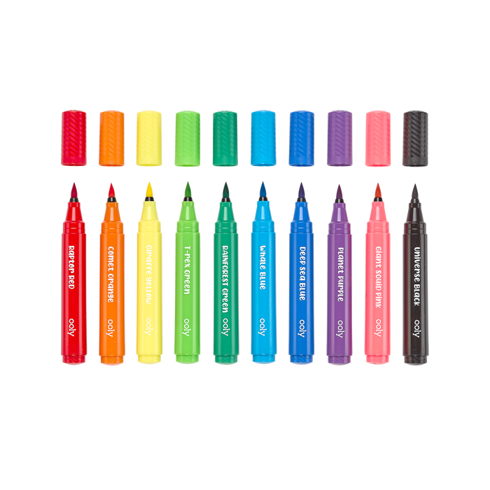 OOLY Big Bright Brush Markers showcasing the brush tip
