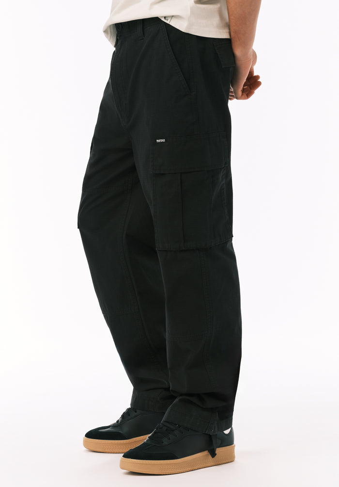 Buffalo Men Pants Black Denim Denim Pants Cargo Pockets