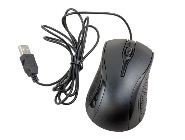 Black 3 Button Optical Mouse with Scroll Wheel - Wired USB [Discontinued] by ModMyPi - The Pi Hut