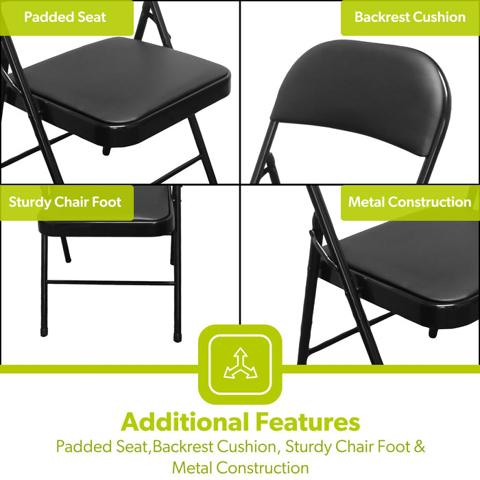 Black Indoor & Outdoor Padded Folding Chairs