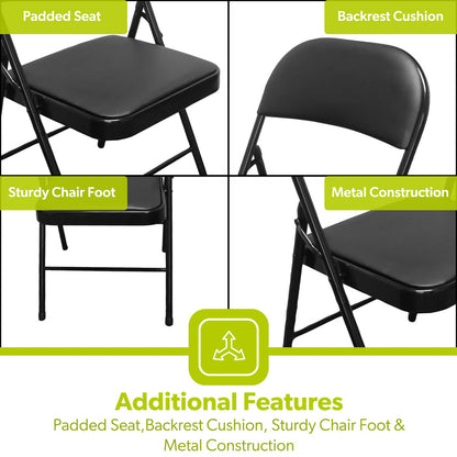 Black Indoor & Outdoor Padded Folding Chairs