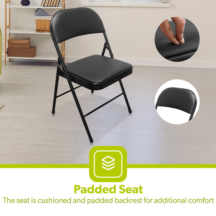 Black Indoor & Outdoor Padded Folding Chairs