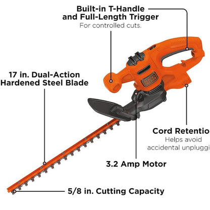BLACK+DECKER Electric Hedge Trimmer, 17-Inch - BEHT150