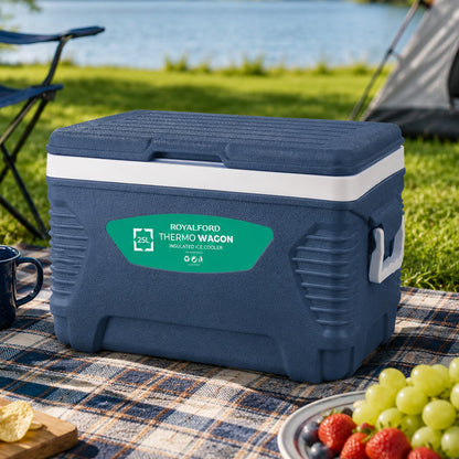 Blue 25L Insulated Cooler Box Ice Chest With Side Handles