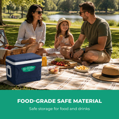 Blue 25L Insulated Cooler Box Ice Chest With Side Handles
