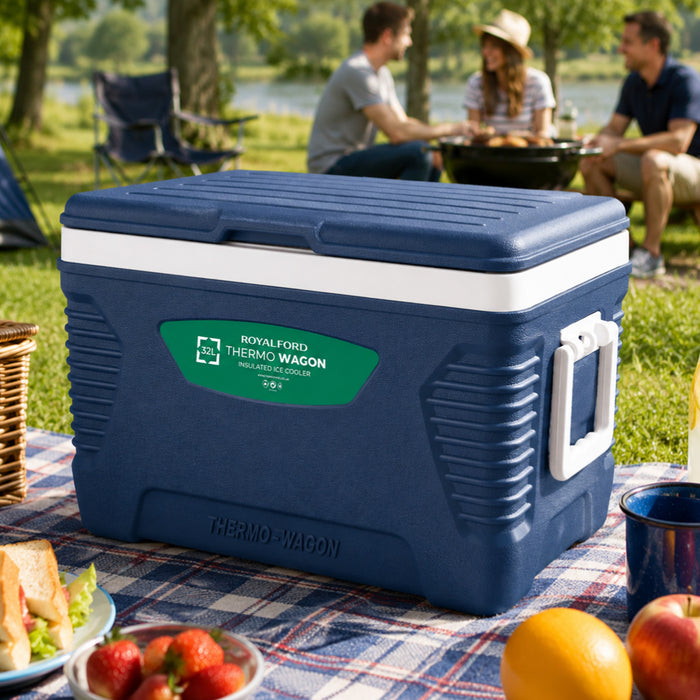Blue 32L Insulated Ice Cooler Box For Picnic
