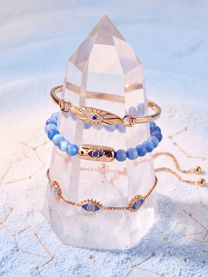 Blue Aventurine Evil Eye Stretch Bracelet