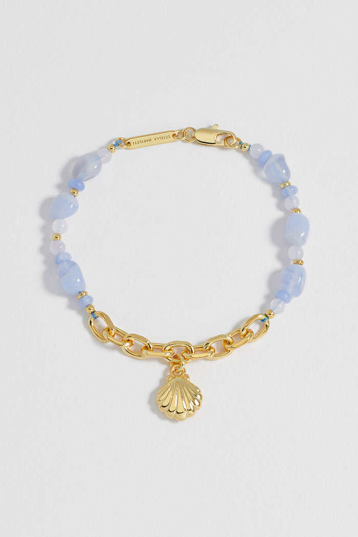 Blue Gemstone Seashell Charm Bracelet