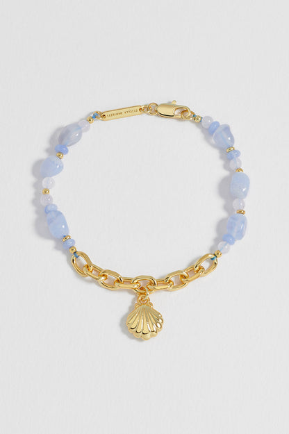 Blue Gemstone Seashell Charm Bracelet