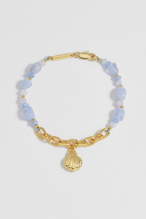 Blue Gemstone Seashell Charm Bracelet