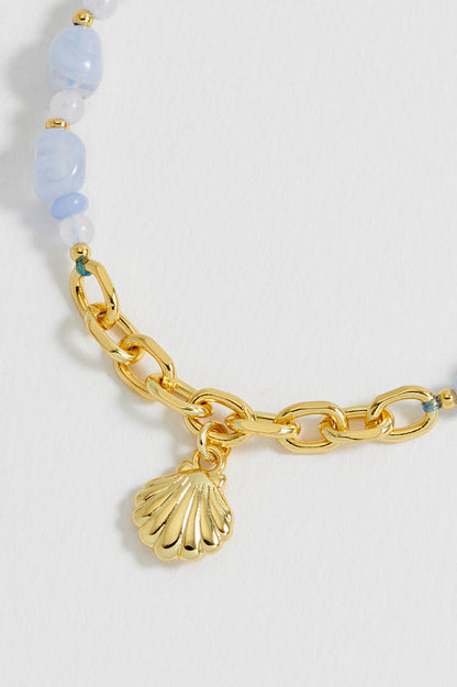 Blue Gemstone Seashell Charm Bracelet