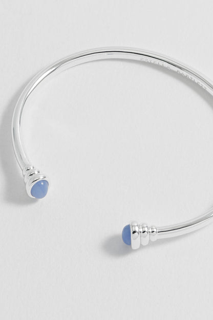 Blue Quartz Cabochon Open Bangle
