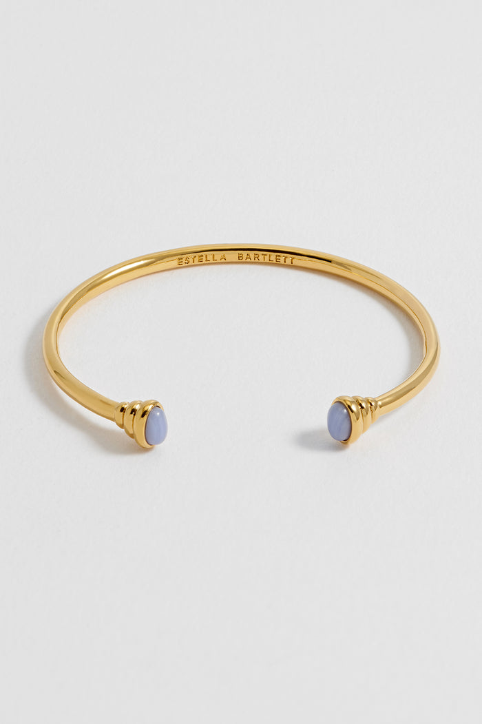 Blue Quartz Cabochon Open Bangle