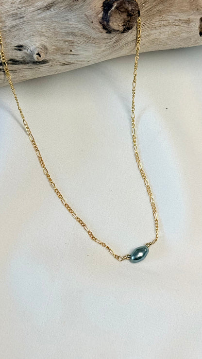 Blue Tahitian Keshi choker necklace