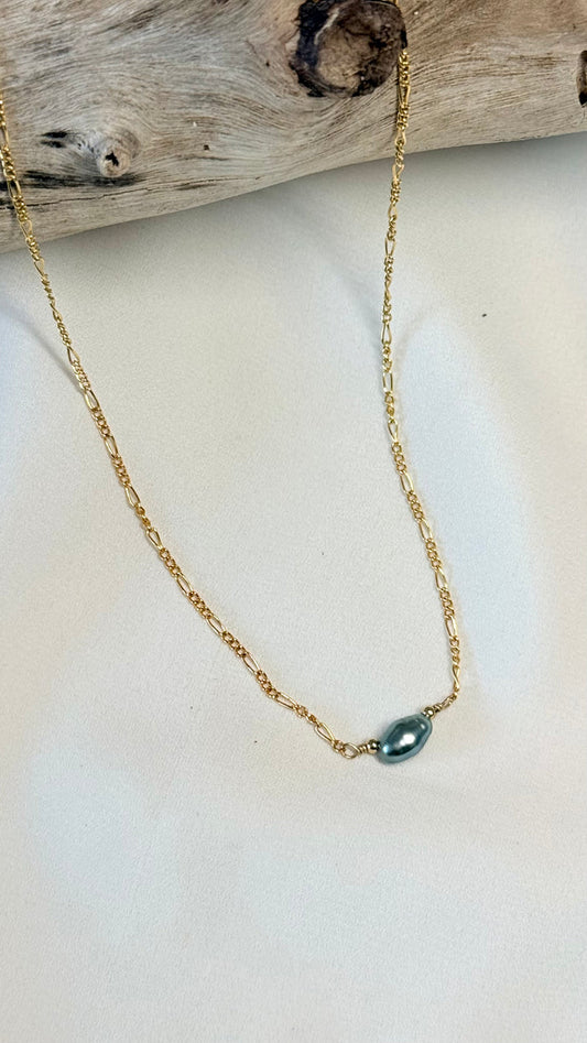 Blue Tahitian Keshi choker necklace