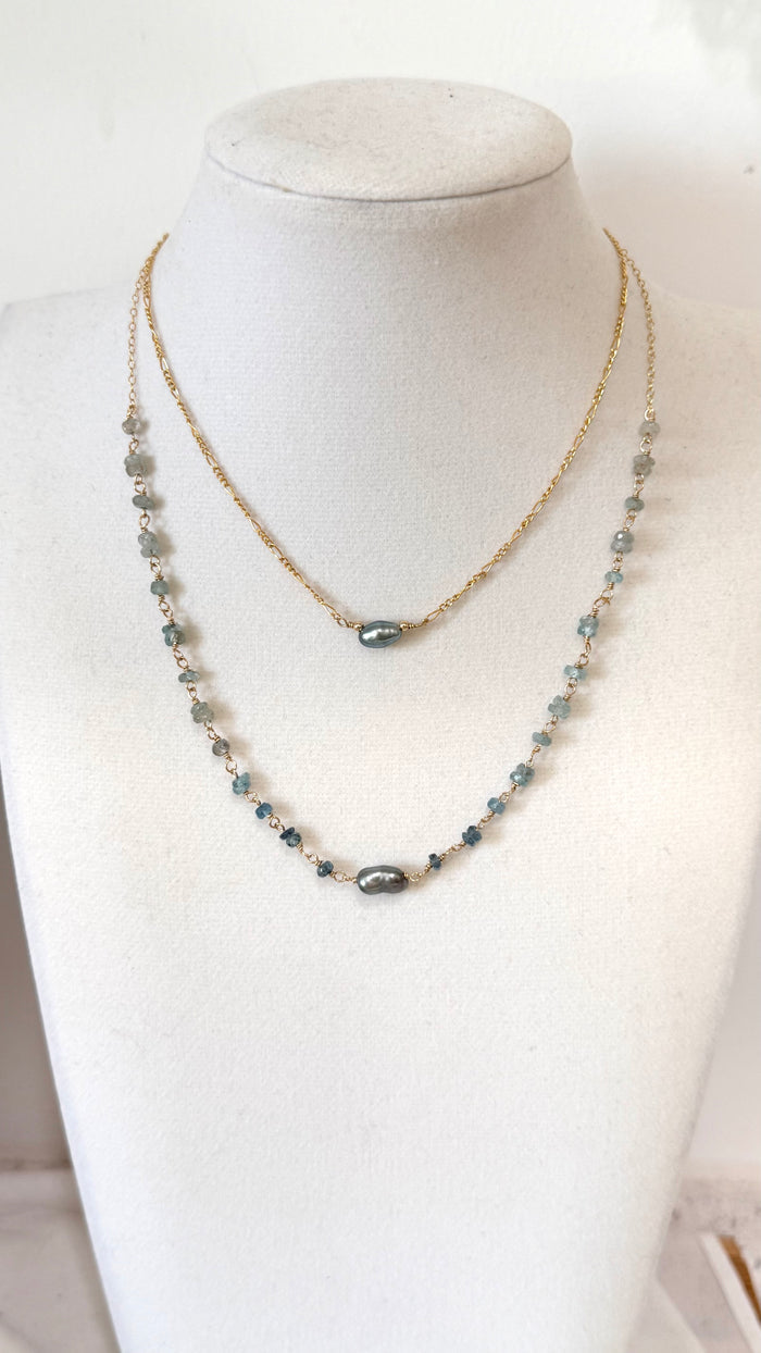 Blue Tahitian Keshi choker necklace