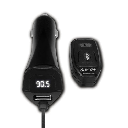 Black Bluetooth FM transmitter car charger with digital display and USB port