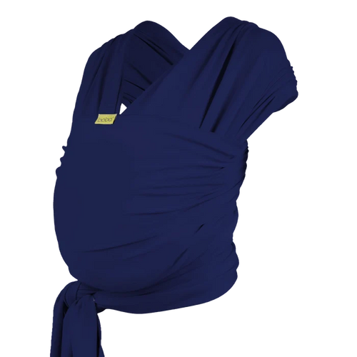 A Boba Classic Baby Wrap, made from a soft 95% French Terry cotton blend and 5% Spandex. Ergonomic, award-winning design fits babies from 7 Ibs to 35 Ibs, best up to 20 Ibs. Machine washable, dryer friendly, and certified hip-healthy. Navy Blue