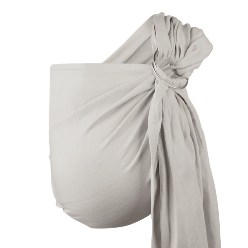 A Boba Ring Sling Baby Carrier made from a unique linen bamboo viscose fabric blend, perfect for all seasons. Lightweight and breathable, it stores compactly, ideal for newborn snuggles to toddler ups and downs (8 - 35Ibs). Pampas Beige